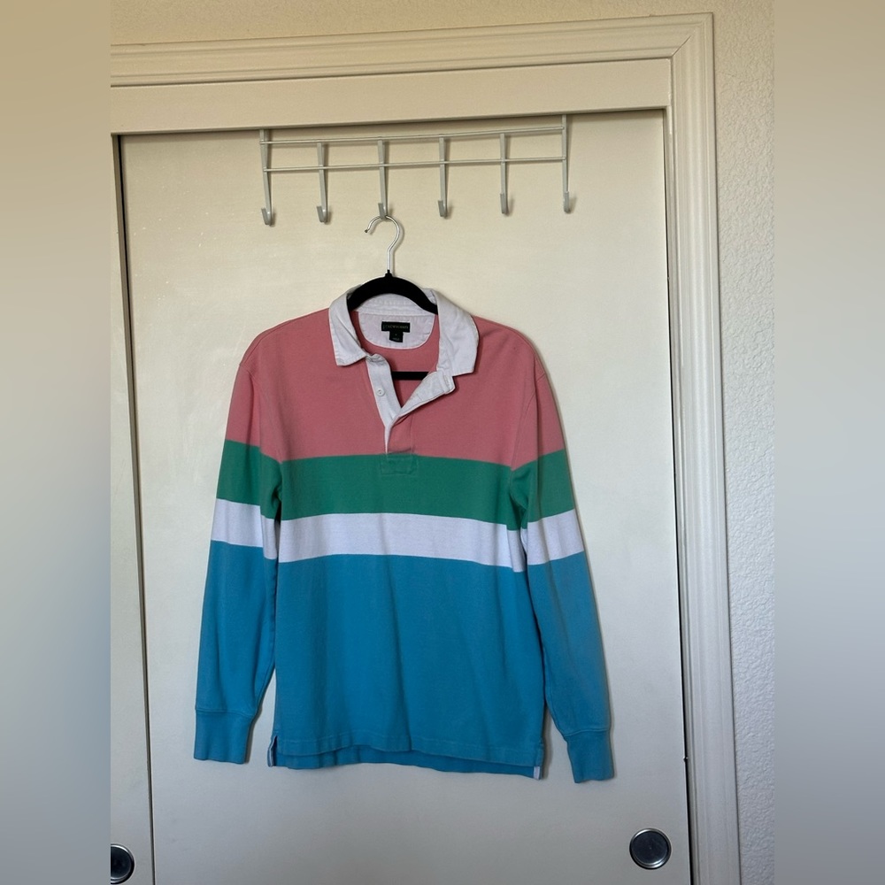 J.Crew Always Retro Color Block Rugby Polo Pullover